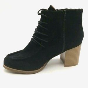 Lane Bryant Womens Ankle Bootie Black 10 Wide Block‎ Heel Side Zip Lace Up